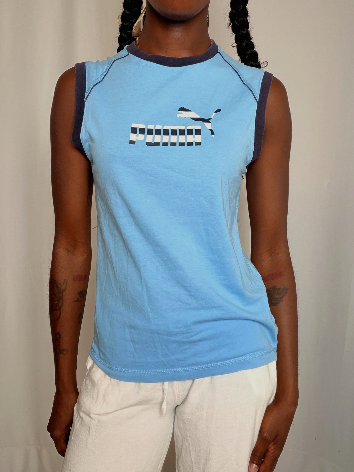 Tshirt Bleu Clair Puma S vintage