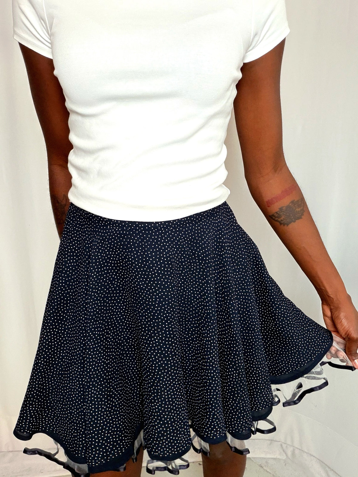 Ensemble marine à pois vintage