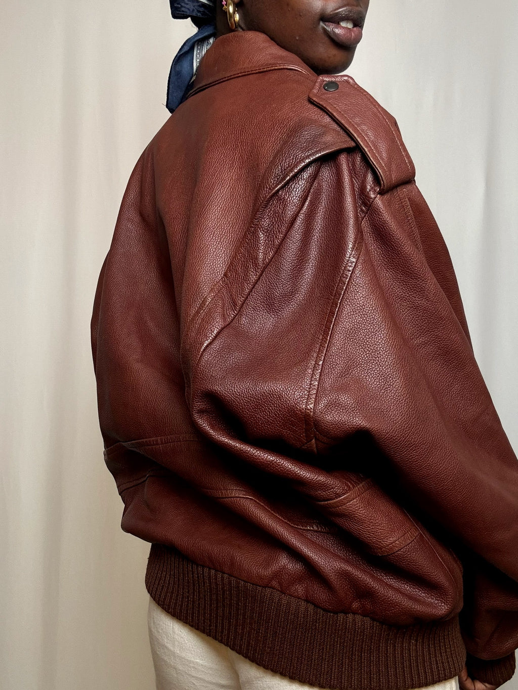 Blouson en cuir brune XL vintage