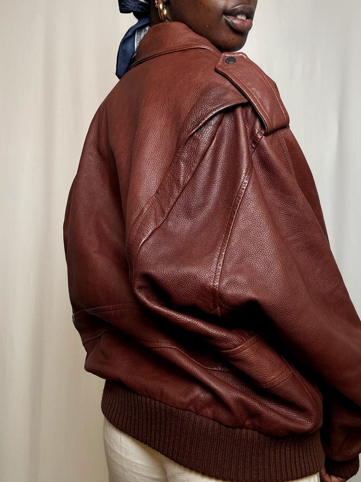Blouson en cuir brune XL vintage