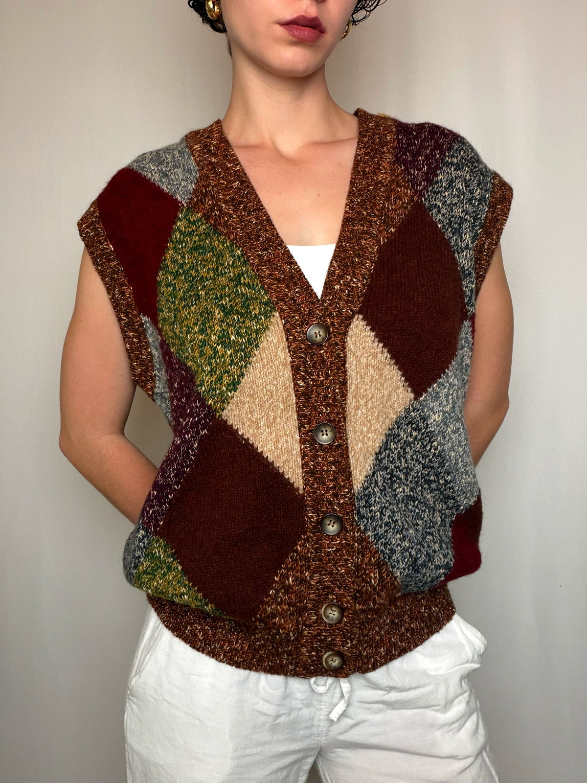 Gilet à carreaux L vintage