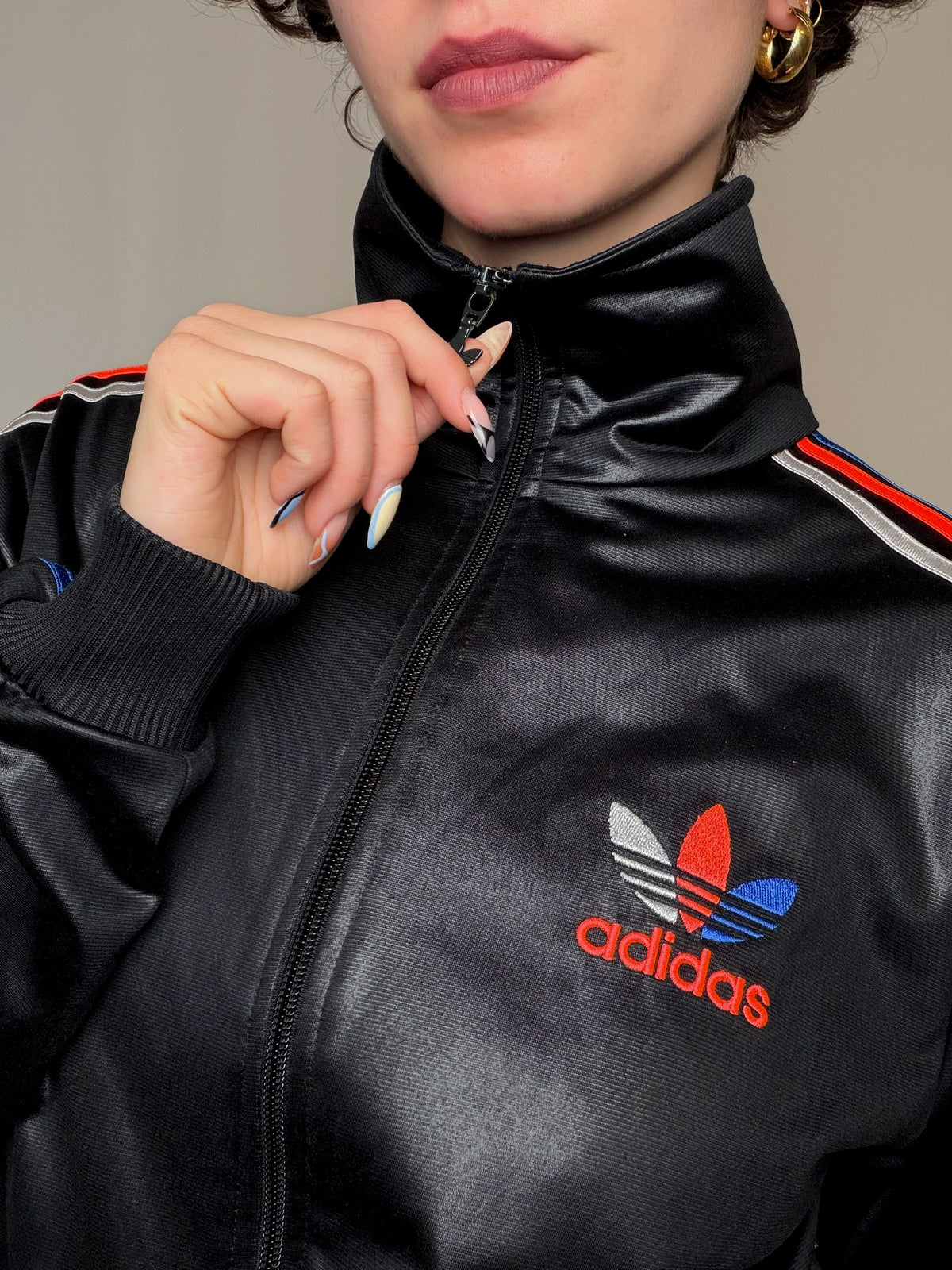 Jacket de sport noir irisé Adidas S vintage