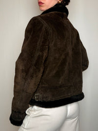Veste aviator en peau brun M/L vintage