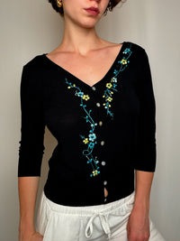 Cardigan fin Noir M vintage