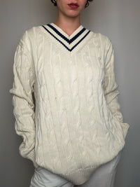 Pull cricket tressé Écru XL vintage