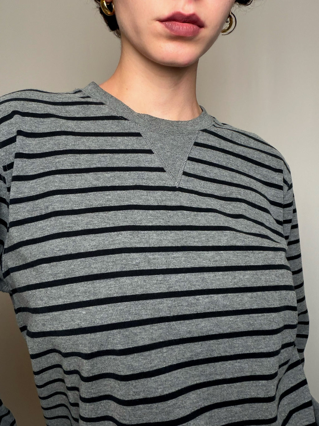 Sweat gris rayé Carhartt M vintage