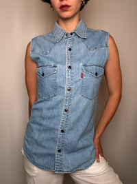 Chemise sans manche en jean bleu Levi's S vintage
