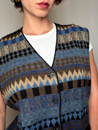 Gilet imprimé à boutons L vintage