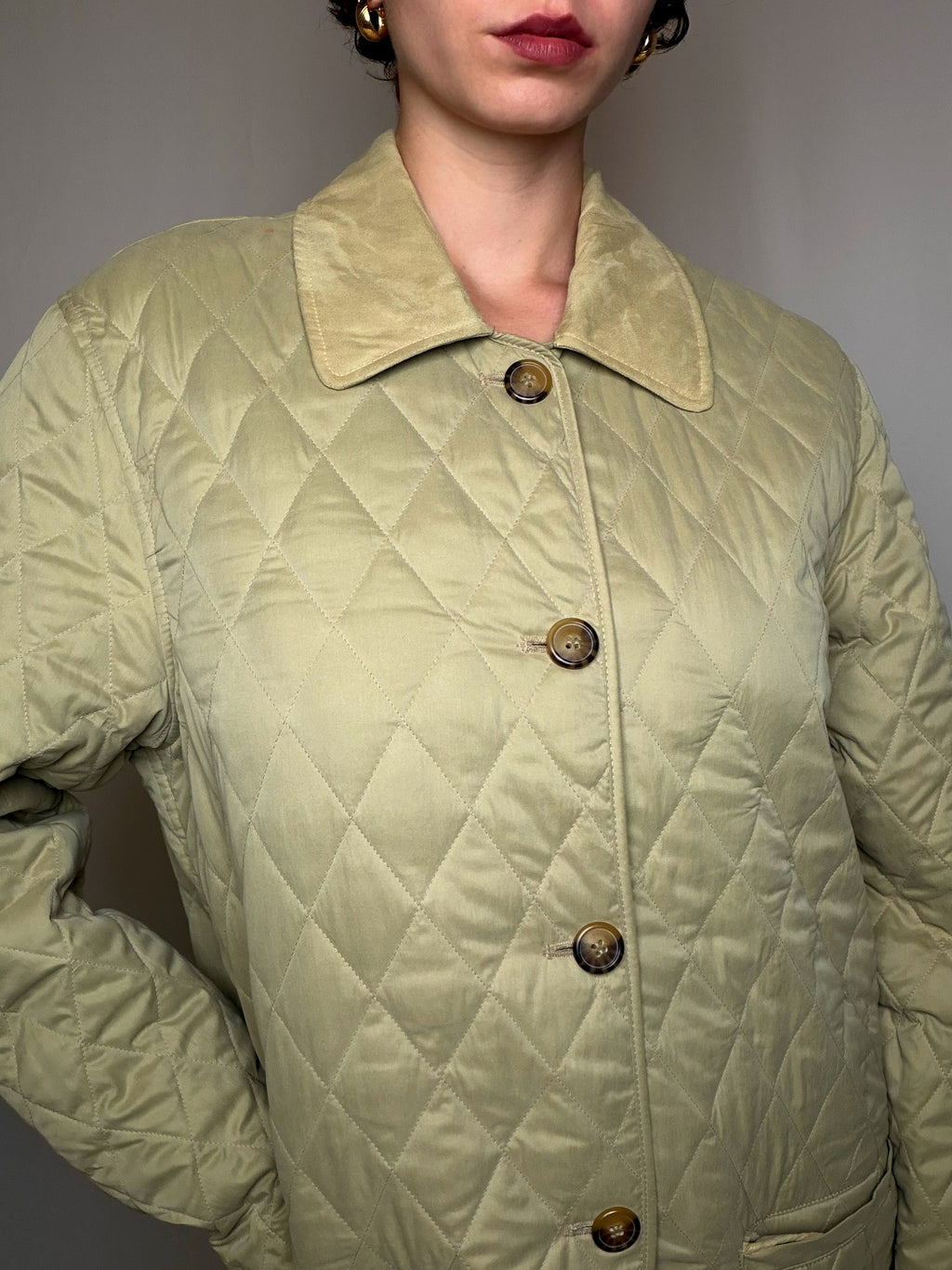 Matelassée en velours beige M vintage