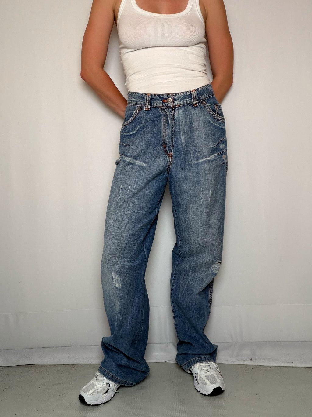 Jean bleu délavé Over-d M/L vintage