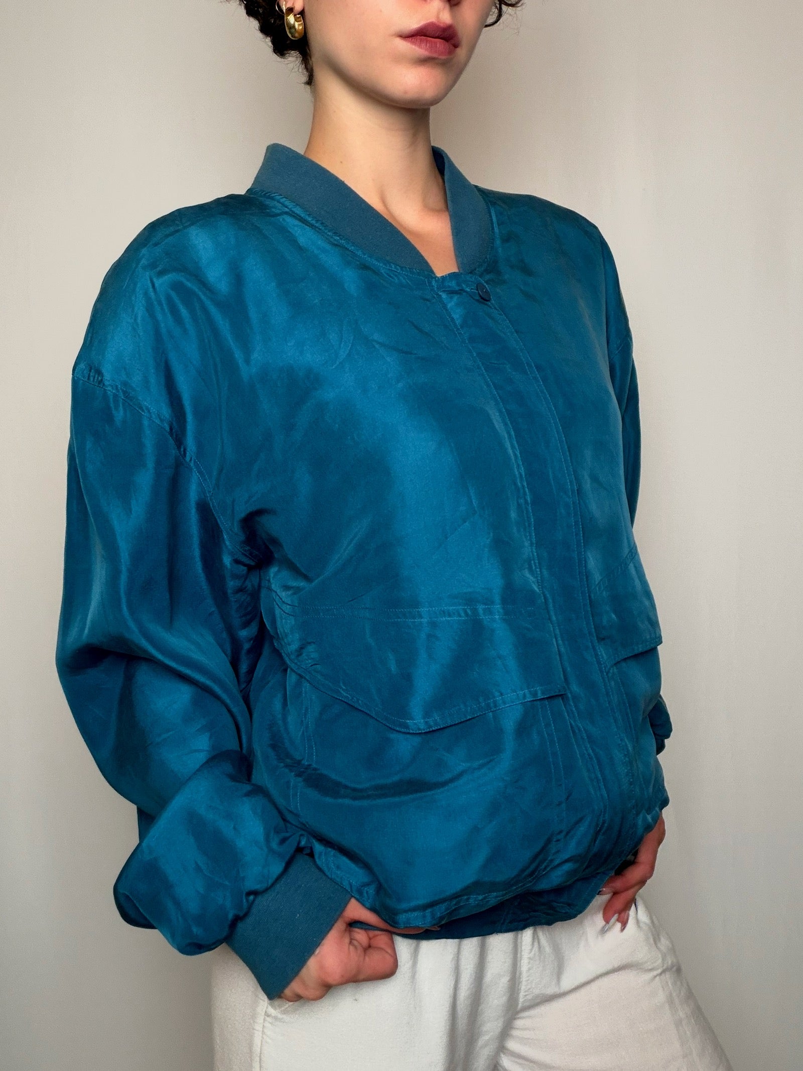 Jackets Bleu Pétrole sans marque L vintage