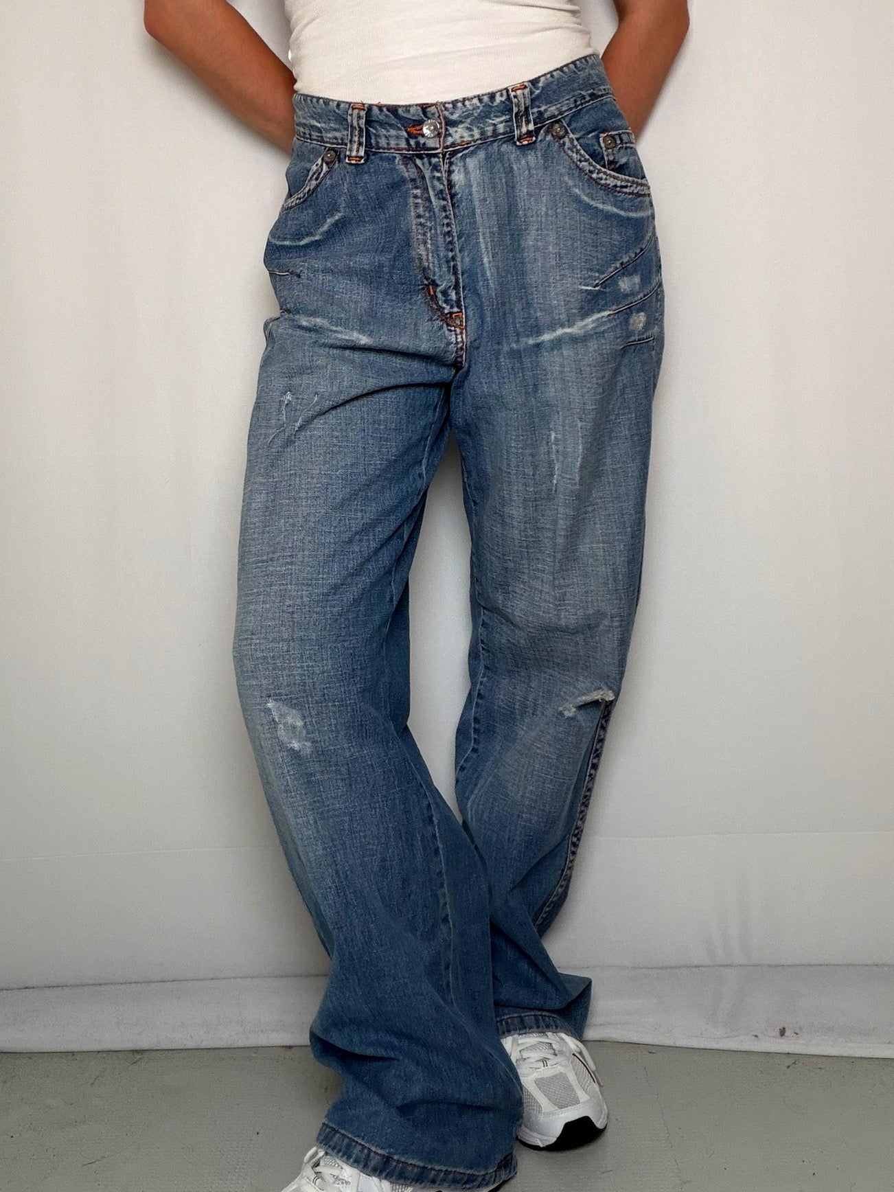Jean bleu délavé Over-d M/L vintage