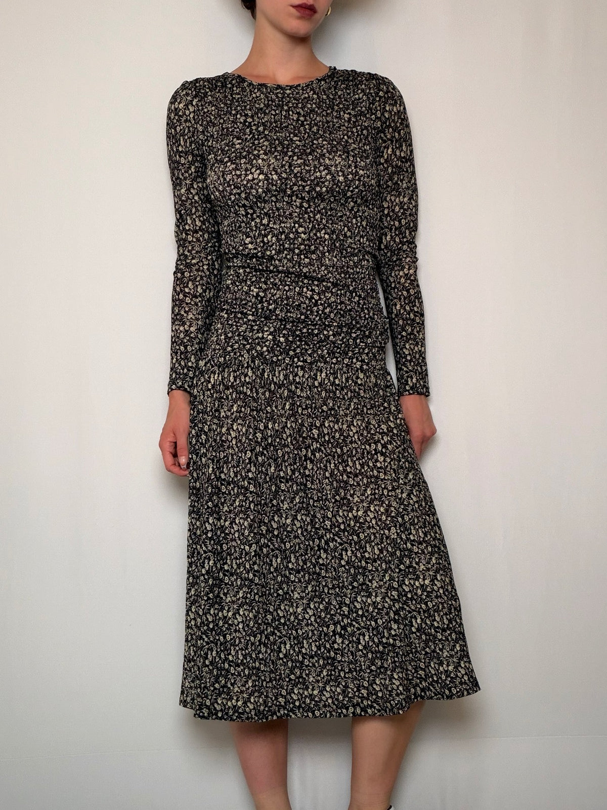 Robe longue smockée à fleurs M/L vintage