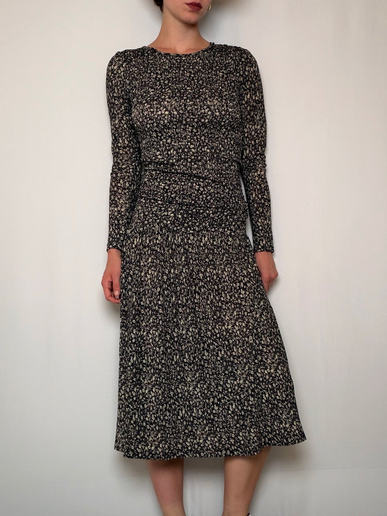 Robe longue smockée à fleurs M/L vintage