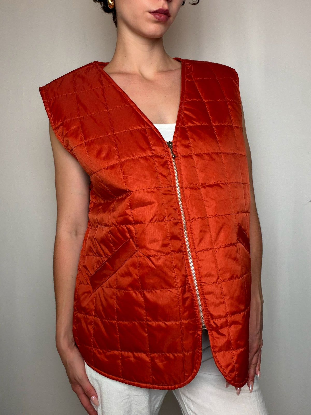 Gilet matelassé orange M vintage