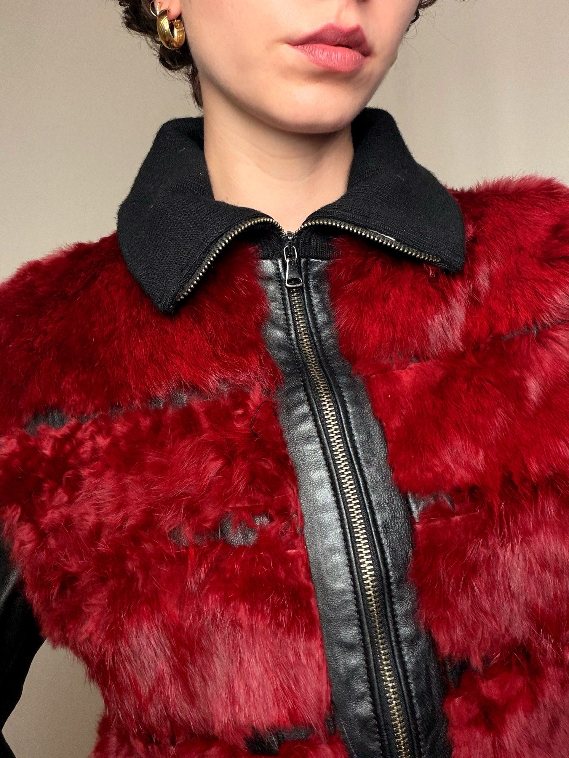 Veste bimatiere Noir Et Rouge S/M vintage