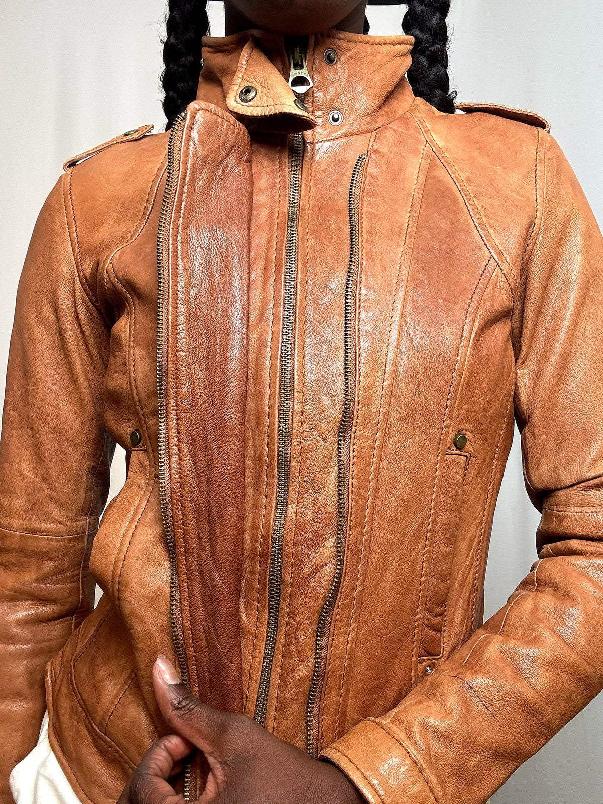 Veste en cuir Cognac Bw M vintage