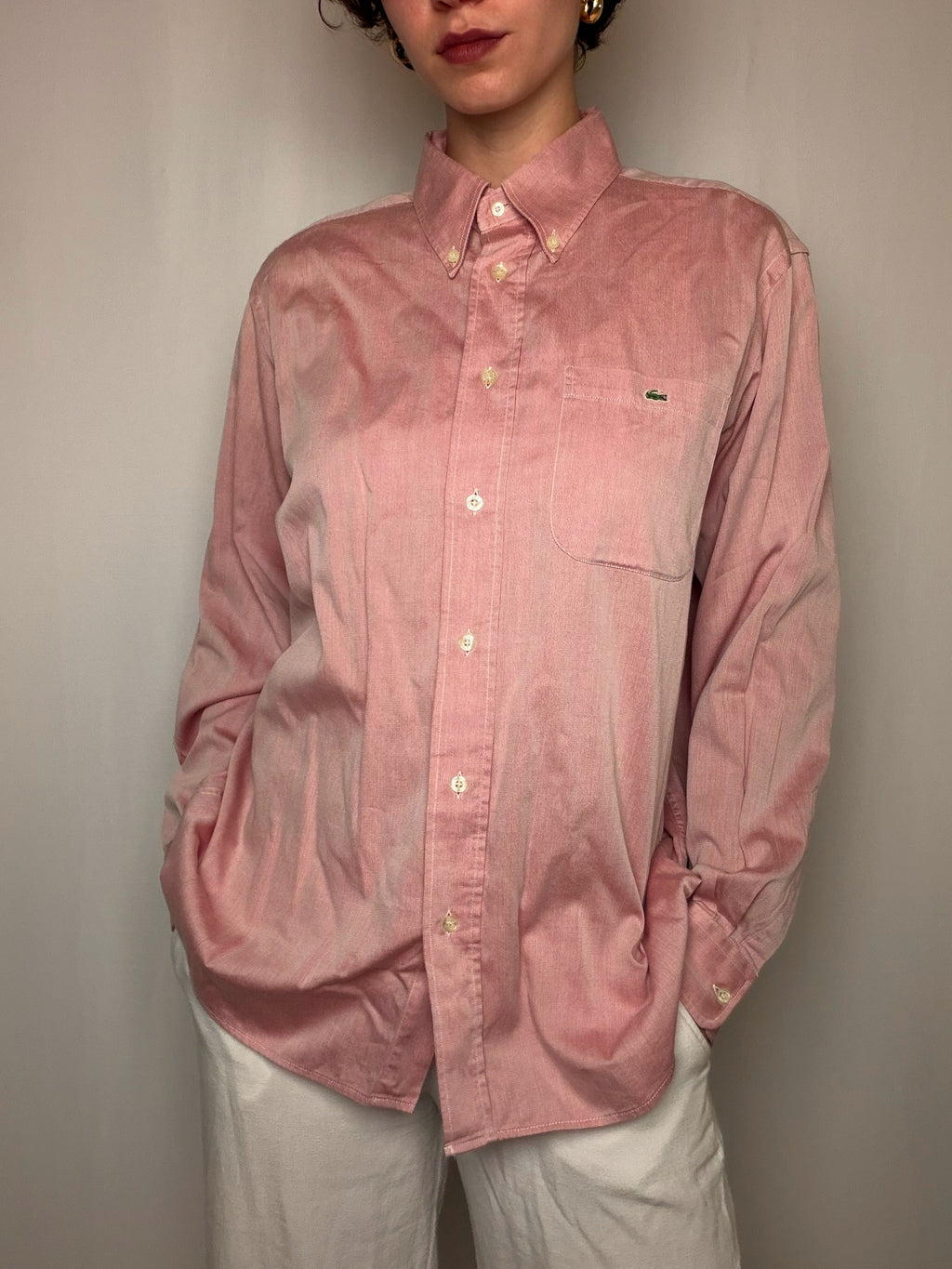 Chemise Rose Poudré Lacoste M/L vintage