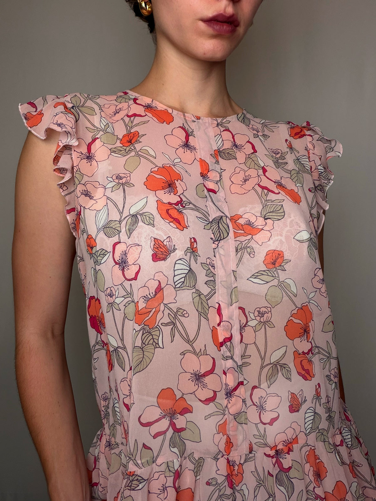 Robe Transparente imprinée Benetton S/M vintage