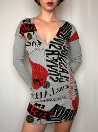 Robe pull grise imprimée Desigual S vintage