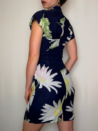 Robe marine en lin S S vintage
