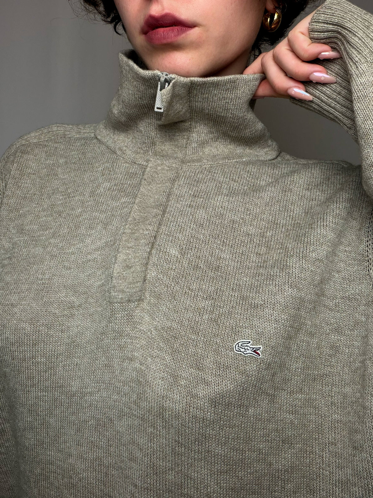 Pull camioneur beige Lacoste XL vintage