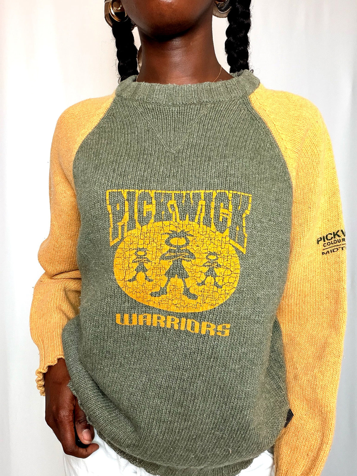 Pull moutarde et kaki vintage