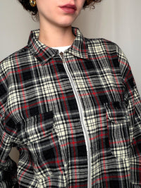 Chemise en flannelle à zip à carreaux L/XL vintage