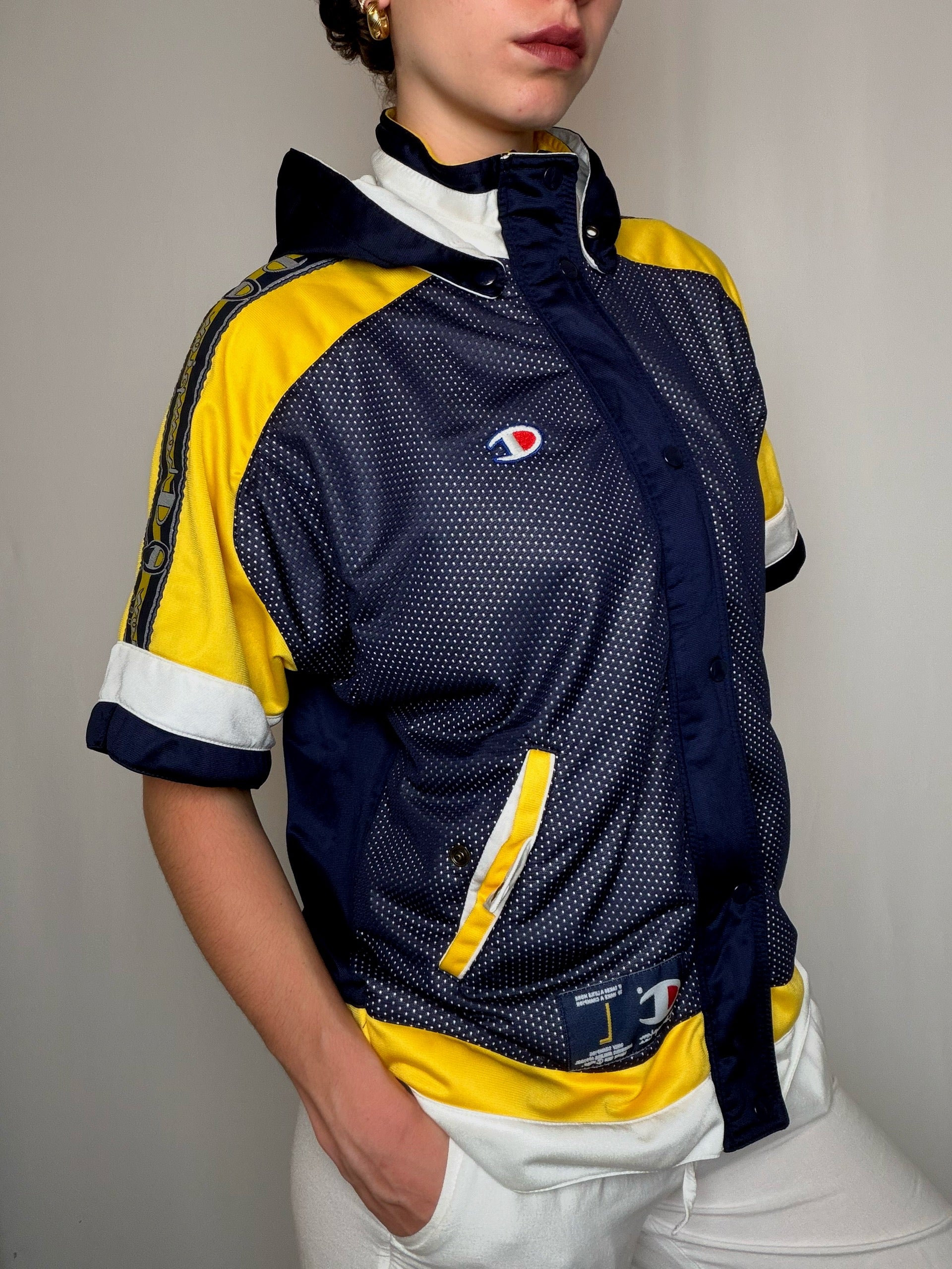 Jacket De Sport marine et jaune Champion S vintage
