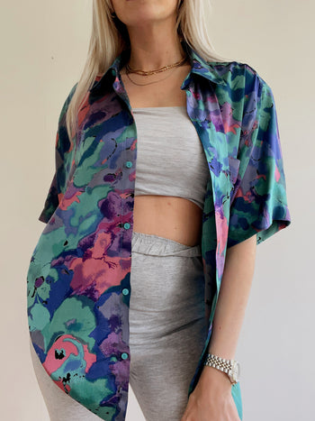 Chemise vintage en soie 80’s 90’s violette