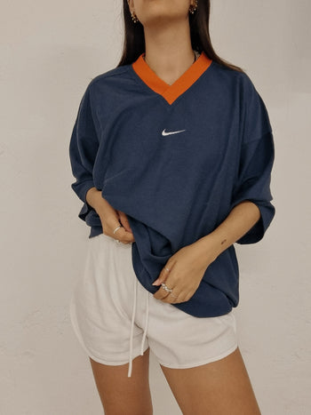 Vintage blaues und orangefarbenes Nike XL T-Shirt