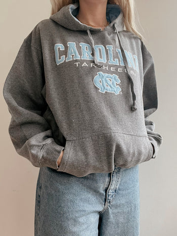 Pull vintage américain gris et bleu clair Carolina XL