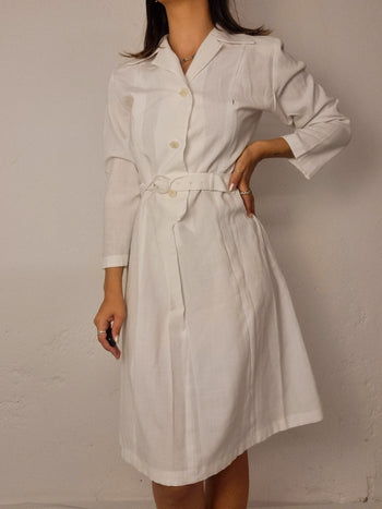 Robe vintage Blanche en coton M