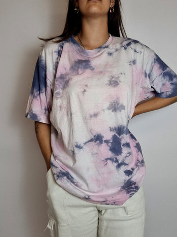 T-shirt vintage tie and dye rose et bleu L