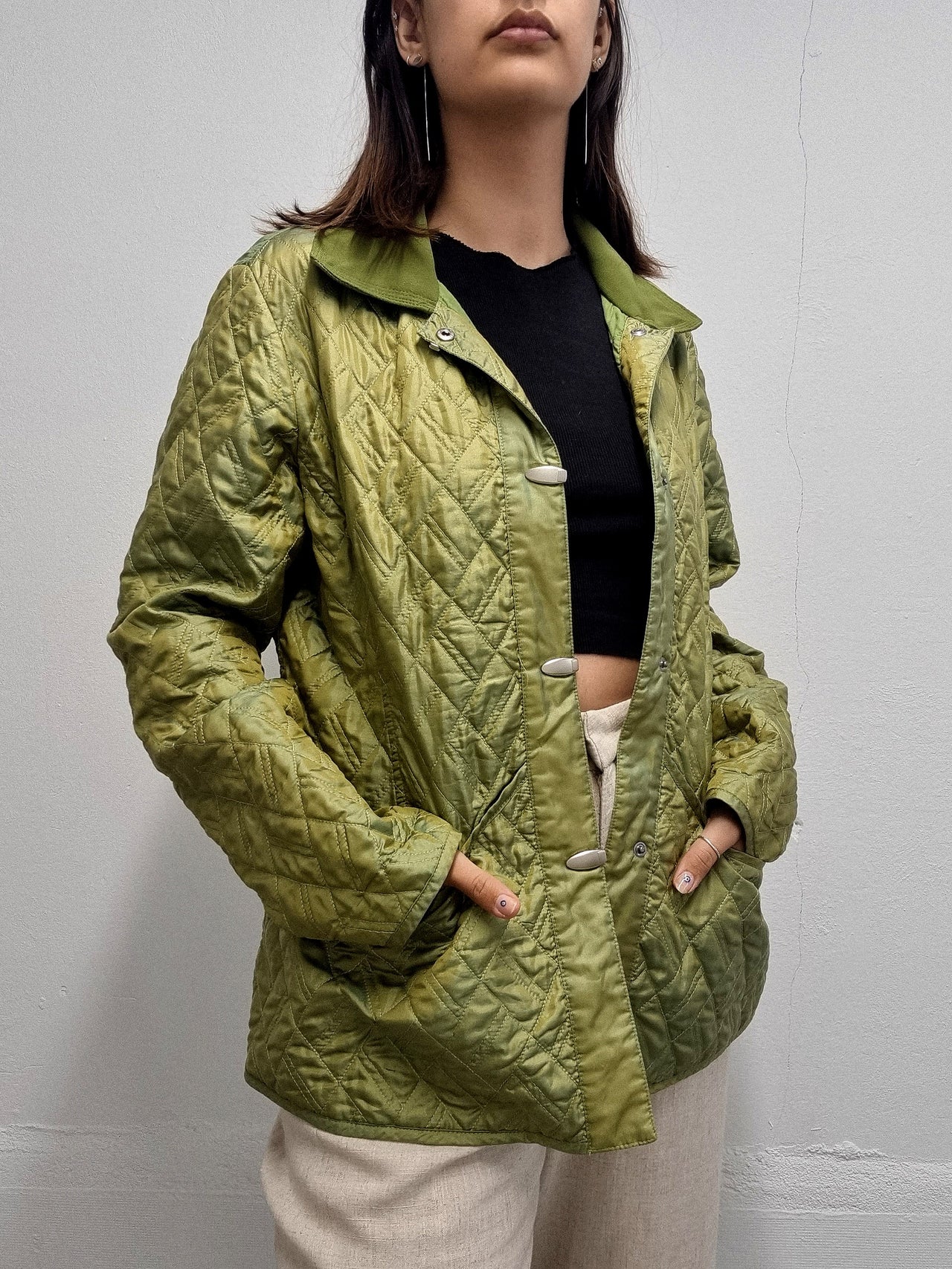 Veste vintage matelassée verte M