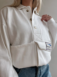 White and blue jacket with orange collar Adidas XL
