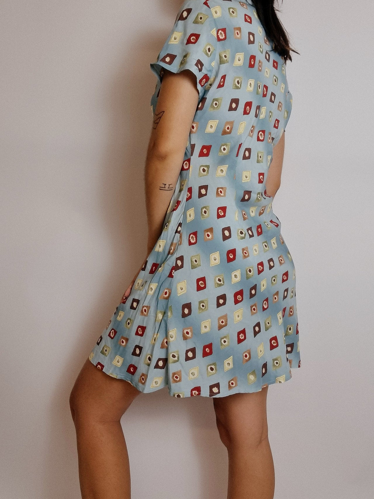 Light blue vintage patterned dress M