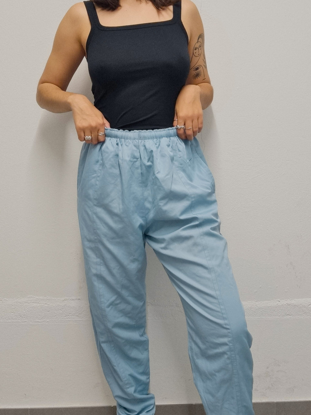 Nike S hellgrau/blaue Vintage-Jogginghose