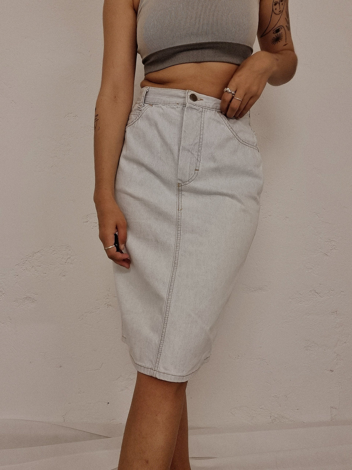 Jupe vintage en jeans délavé M