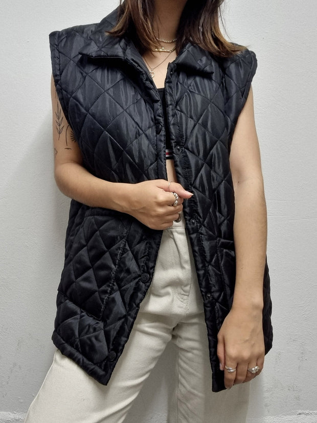 Veste / Gilet vintage matelassée noire 2 en 1 M/L