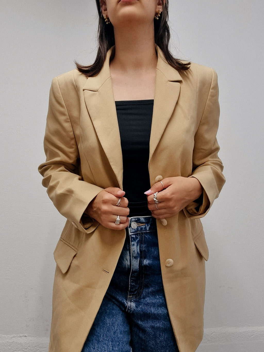 Veste blazer vintage d’été beige M/L