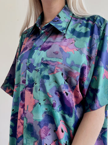 Chemise vintage en soie 80’s 90’s violette