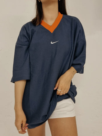 T-shirt vintage bleu et orange Nike XL