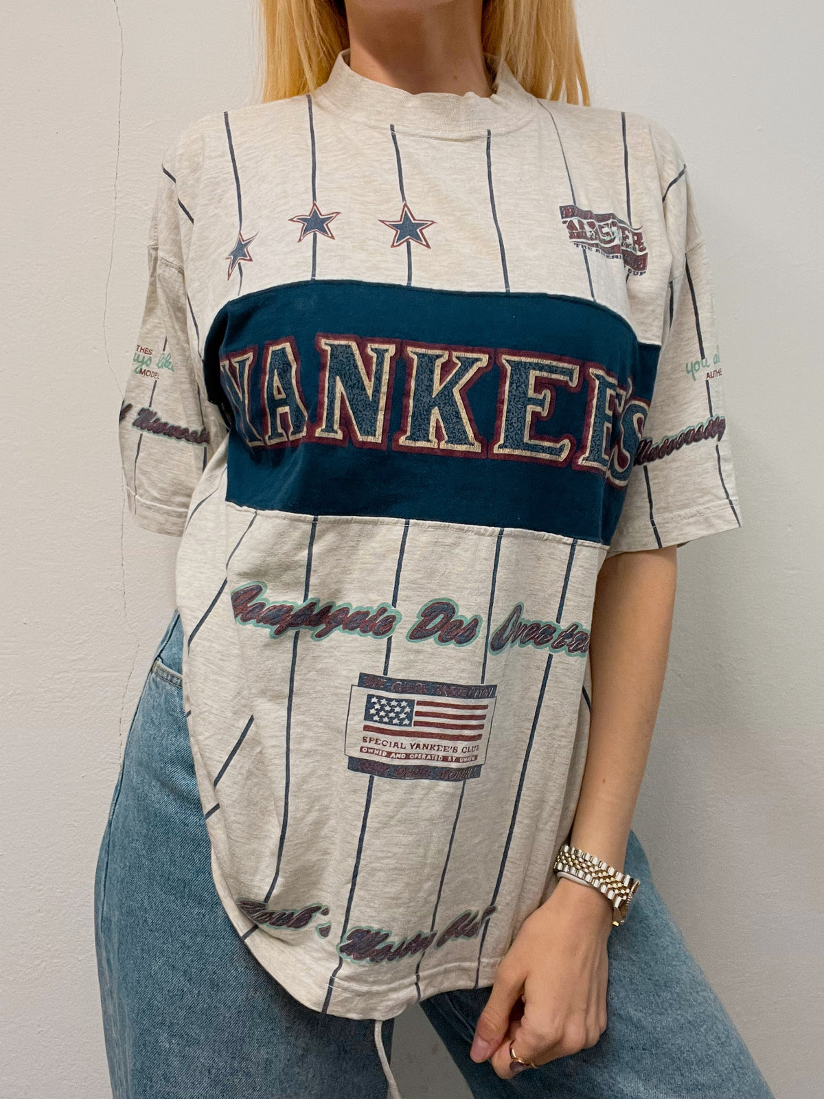 Vintage hellgraues Yankee M T-Shirt