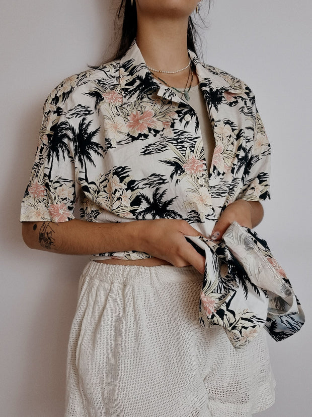 Chemise vintage hawaïenne beige L