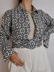 Chemise vintage blanche à motifs  XL