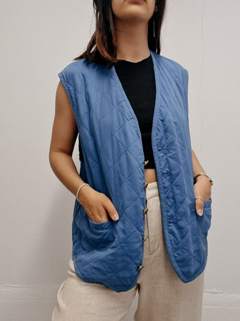 Gilet vintage matelassée bleu M