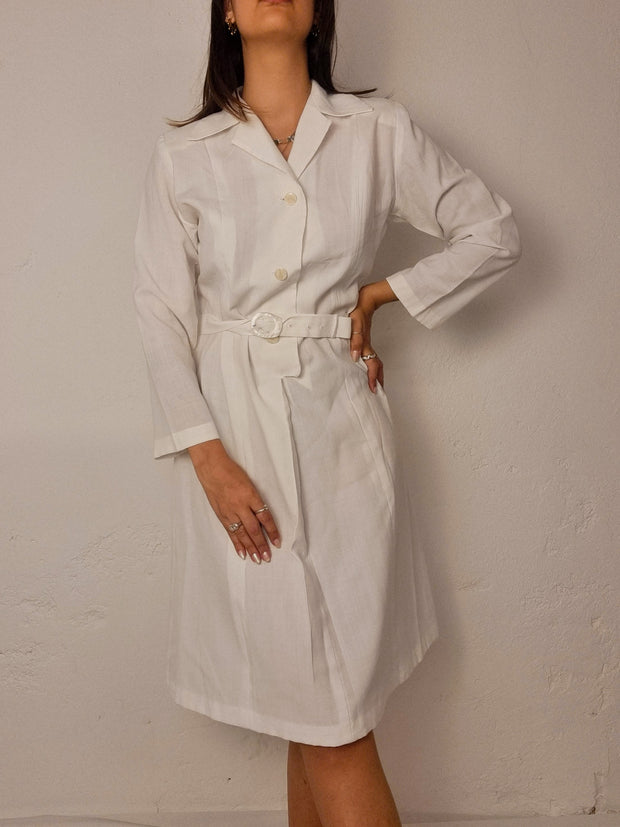 Robe vintage Blanche en coton M