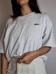 T-shirt vintage gris Clair ASICS XL