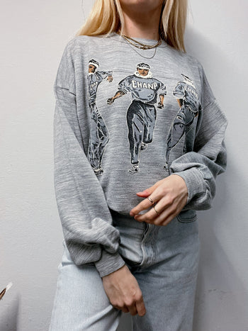 Pull vintage gris clair M/L